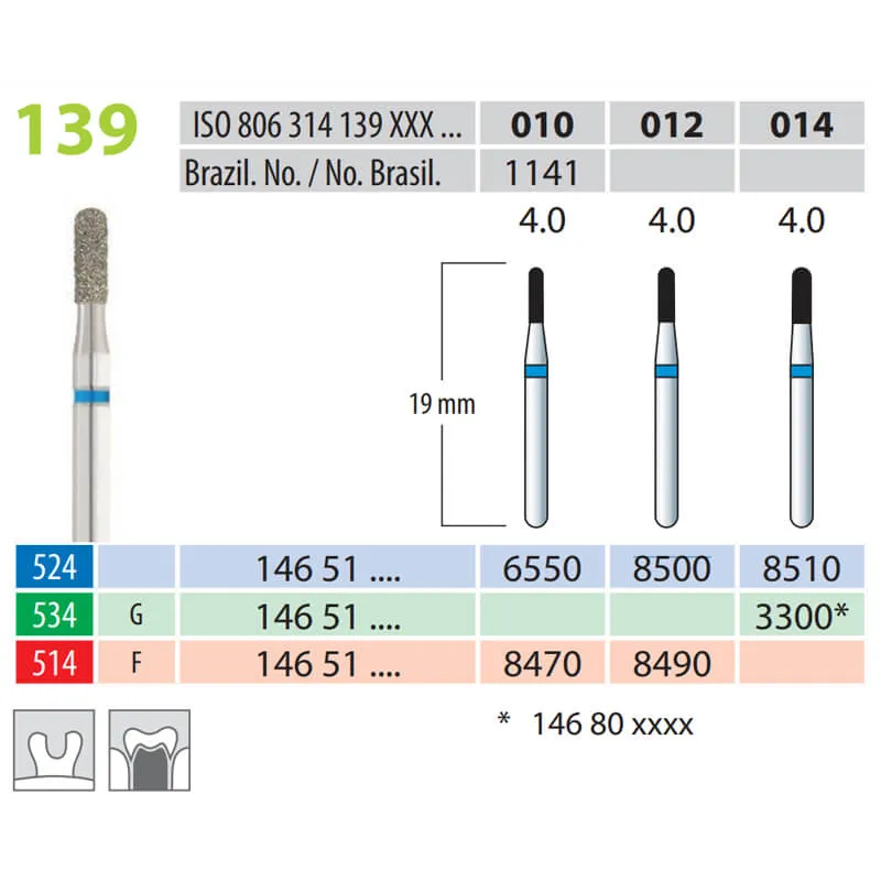 Diamond Burs, Torpedo, FG 139-012, Medium