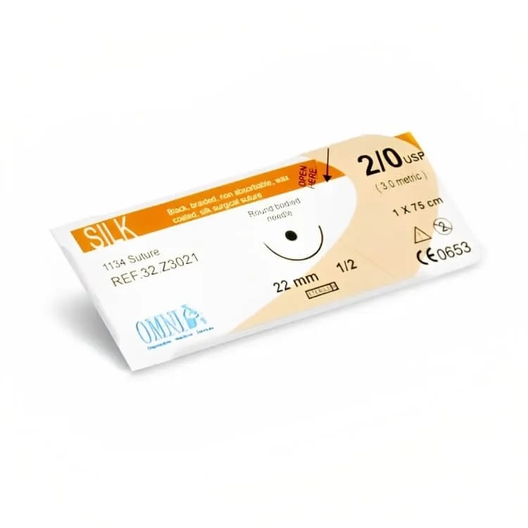 Silk Suture 2/0 Diamond, 22mm, 1/2 Circle Round