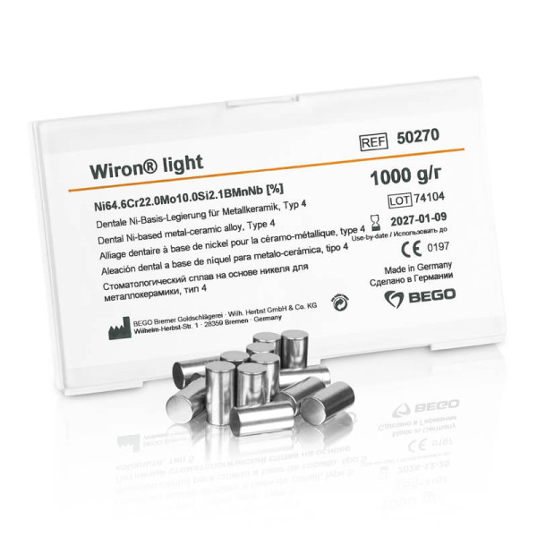 WIRON LIGHT Nickel-Chromium alloy for crowns & bridges 1Kg - BEGO - 50270