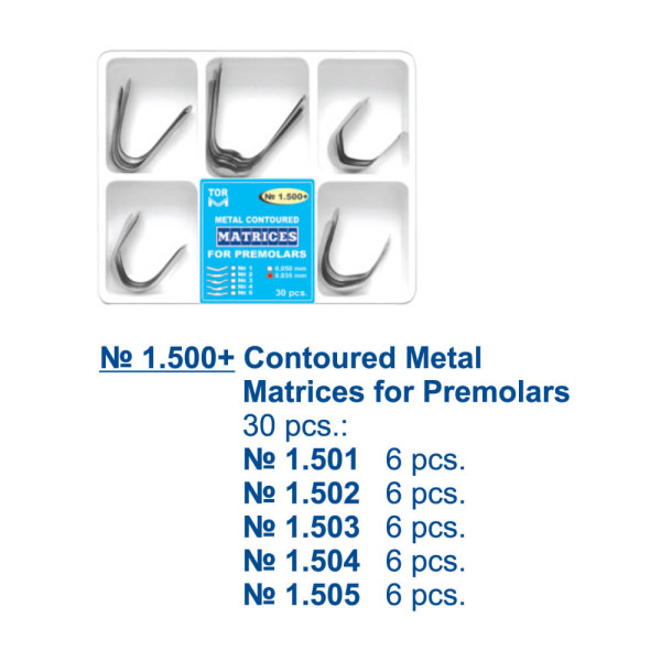 Contoured Metallic Matrices for Premolars - TOR - 1.500+