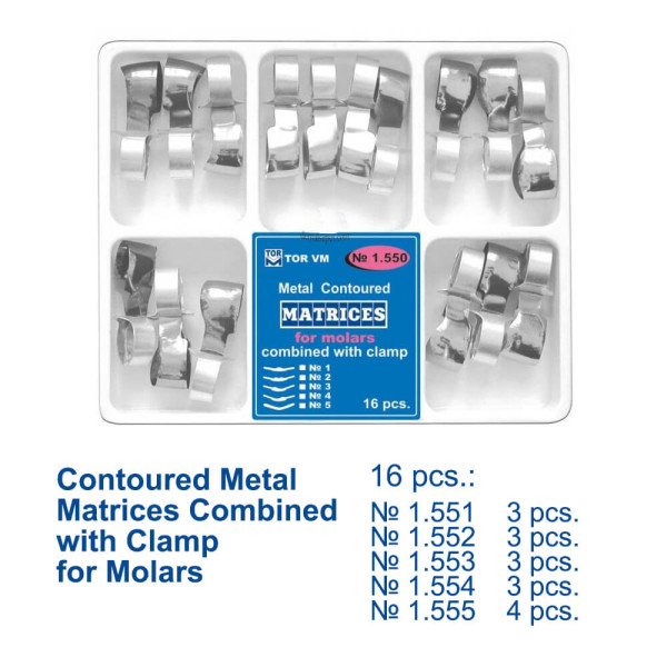 Metal Contact Matrices with Clamp for Molars Kit - TOR - 1.550+