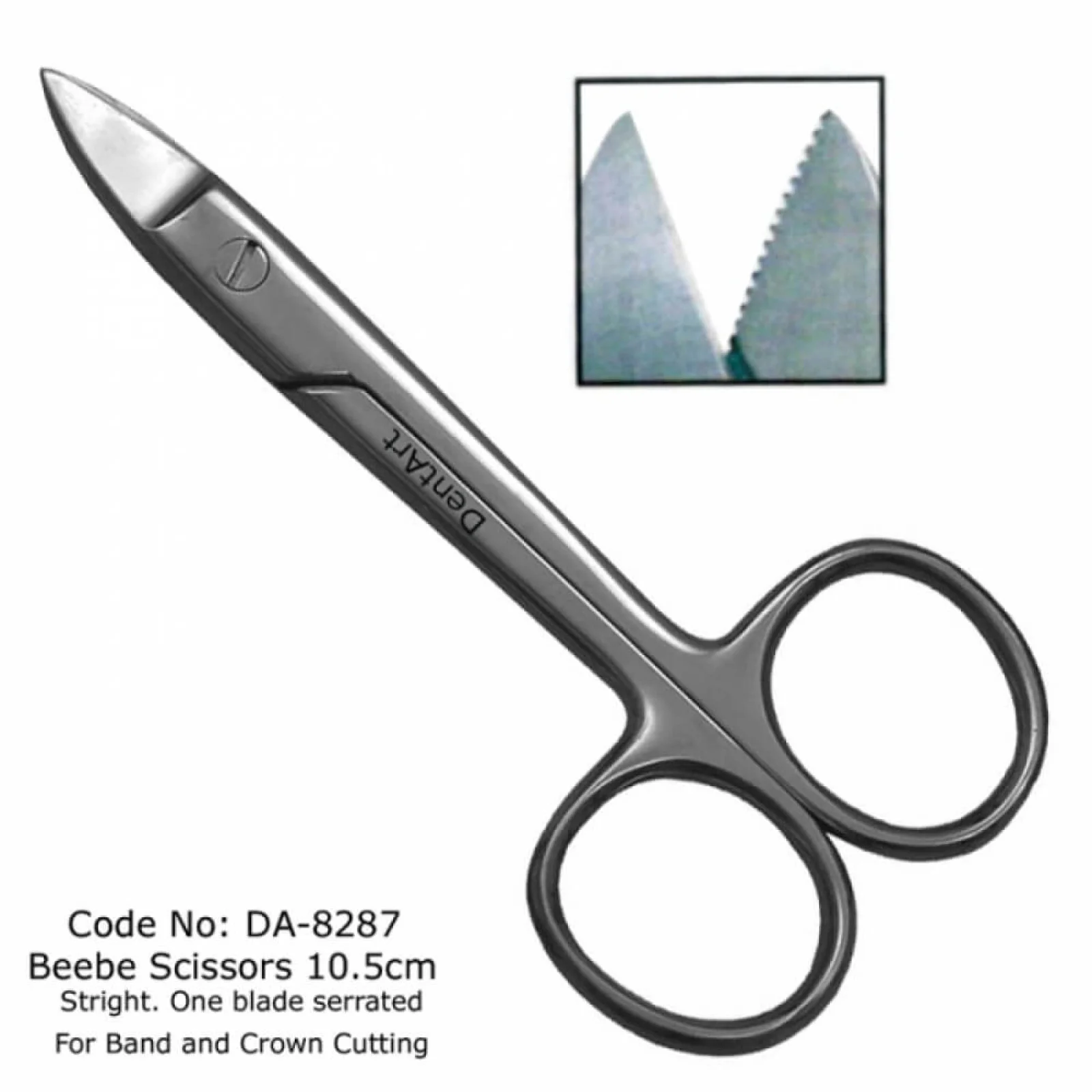 Spring Scissors, One Serrated Blade, 10 cm