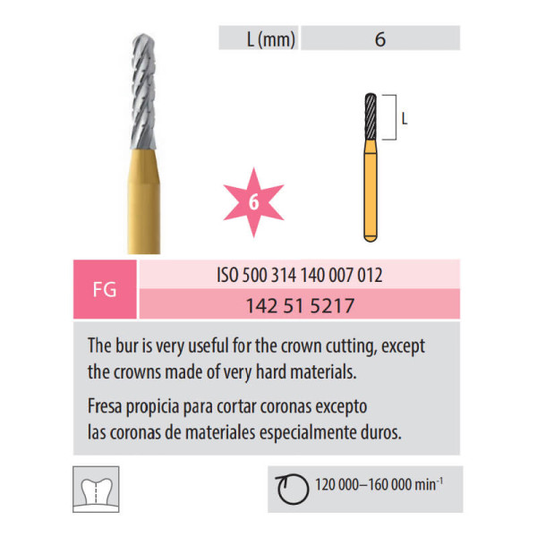 Carbide Bur, Crown Cutting Bur FG 140-012 - Medin - 142515217