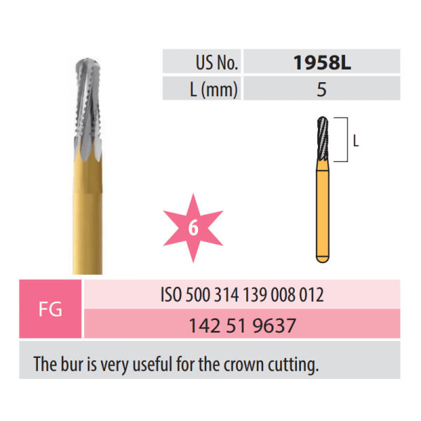 Carbide Bur, Crown Cutting Bur FG 139-012 - Medin - 142519637