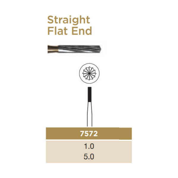 Trimming & Finishing Carbide Bur, Straight Flat End, FG-010, 12 Blades, PK/2 - Dentsply Sirona - 388525