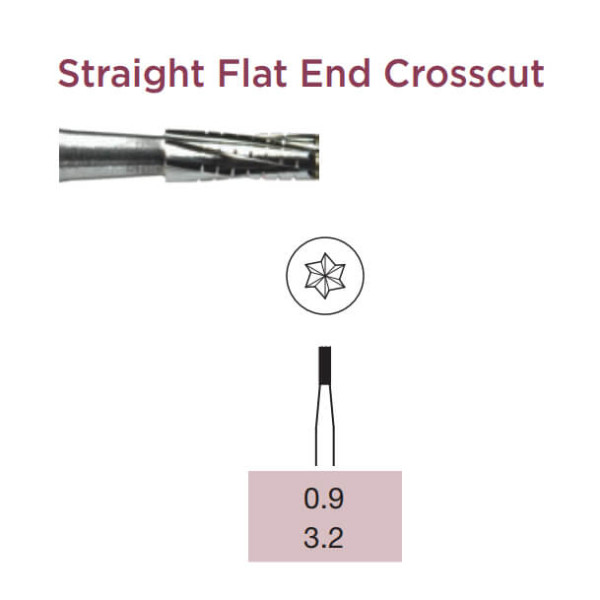 Operative Carbide Bur, Straight Flat End, Crosscut, RA-009 - Dentsply Sirona - 389126