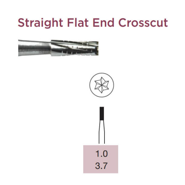 Operative Carbide Bur, Straight Flat End, Crosscut, RA-010 - Dentsply Sirona - 389127