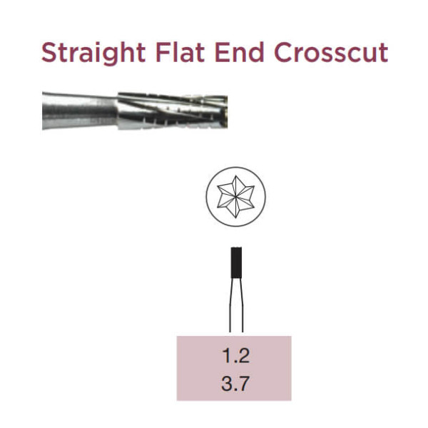 Operative Carbide Bur, Straight Flat End, Crosscut, RA-012 - Dentsply Sirona - 389128