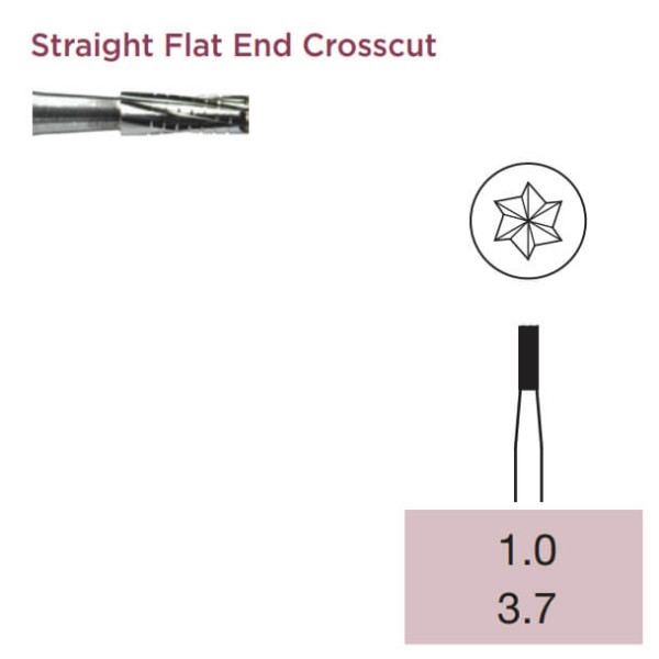 Operative Carbide Bur, Straight Flat End, Crosscut Fissure, FG-010 - Dentsply Sirona - 389227