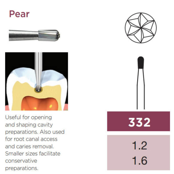 Operative Carbide Bur, Pear, FG-012 - Dentsply Sirona - 389263