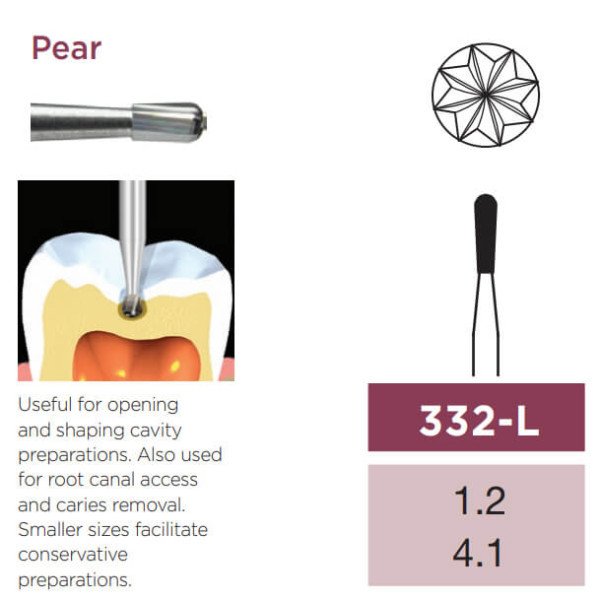 Operative Carbide Bur, Pear Long, FG-012 - Dentsply Sirona - 389265