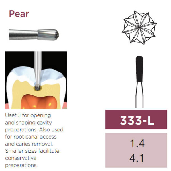 Operative Carbide Bur, Pear Long, FG-014 - Dentsply Sirona - 389266