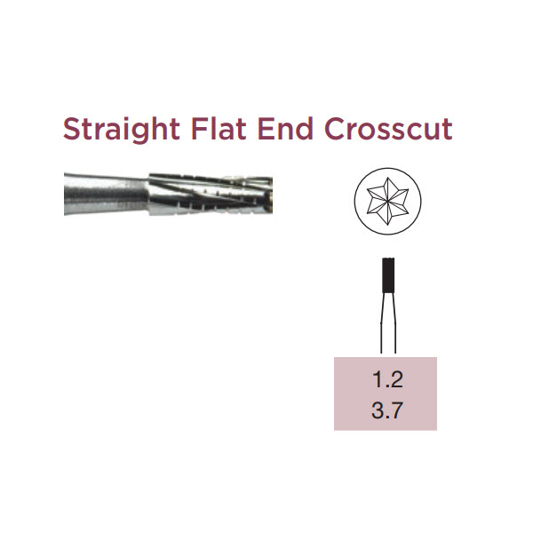Operative Carbide Bur, Straight Flat End Crosscut, Short FG-012 - Dentsply Sirona -
