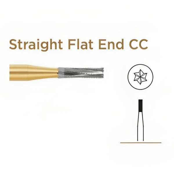 MultiPrep Carbide Bur Standard, Straight Flat End Crosscut, FG-009 - Dentsply Sirona -