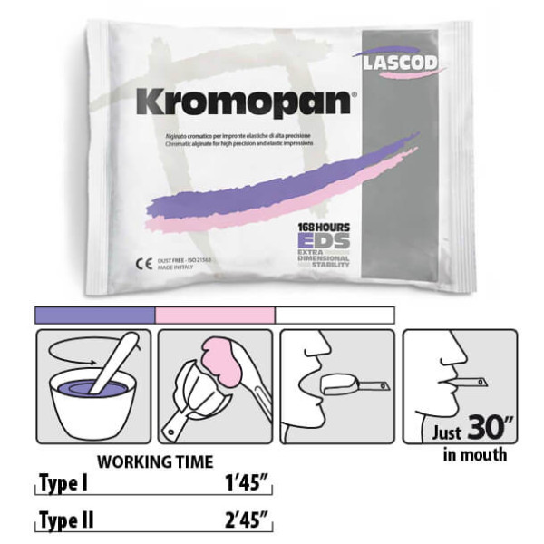 KROMOPAN Chromatic Alginate, Violet/Pink/White Type 2, Slow - Lascod - KRT302