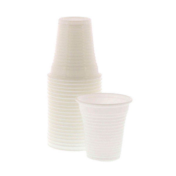 Monoart Plastic Cups, 166cc, Color White, PK/100 - Euronda - 21410001