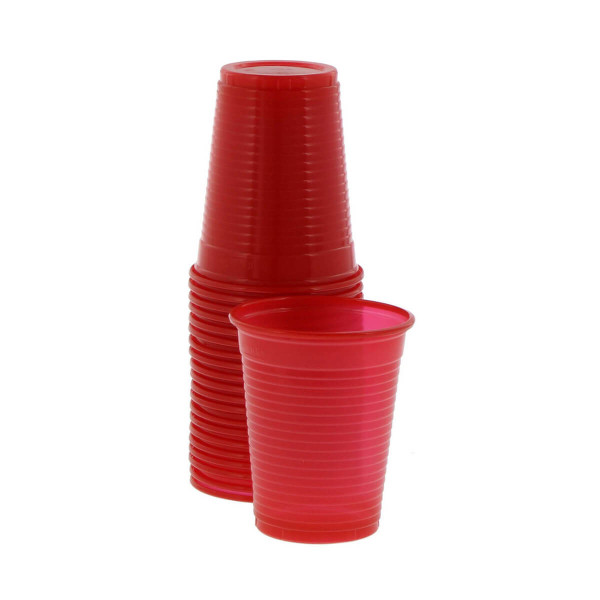 Monoart Plastic Cups, 200cc, Color Red, PK/100 - Euronda - 21410017