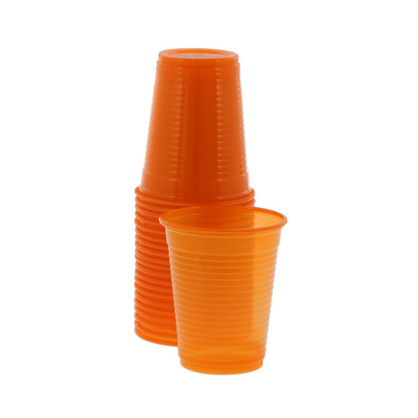 Monoart Plastic Cups, 200cc, Color Orange, PK/100 - Euronda - 21410018