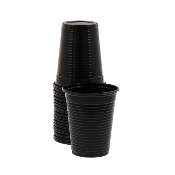 Monoart Plastic Cups, 200cc, Color Black, PK/100 - Euronda - 21410019