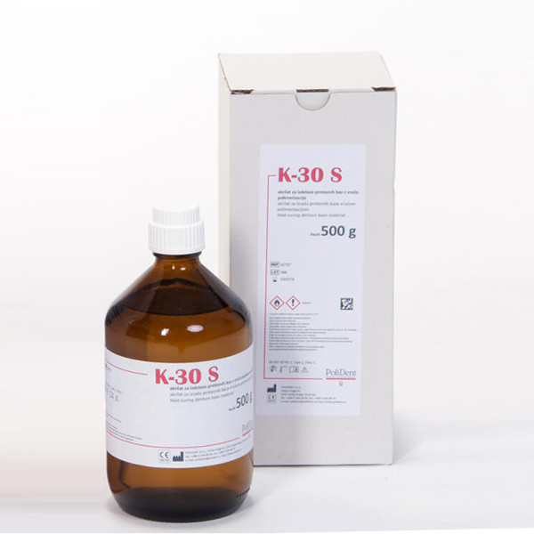 Heat Curing Acrylic, Acrylate K-30 S (Liquid), Medium, 500g - PoliDent - 02707