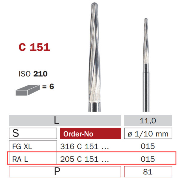 Zekrya Carbide Bur (Z-Endo) Long RA 015 - DIASWISS - 205C151015