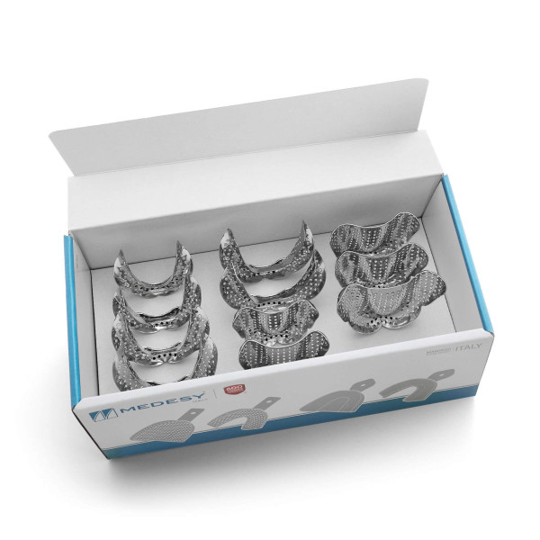 Impression Trays, Stainless Steel, Edentulous, Perforated, Set/11 - Medesy - 6011/KIT