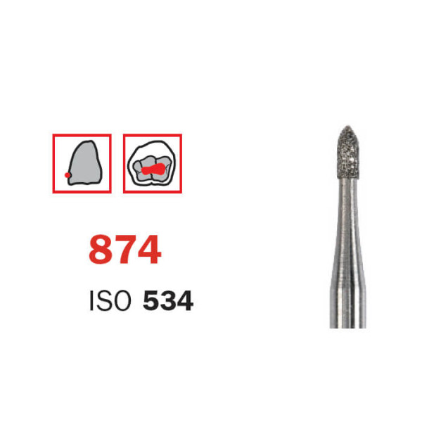 Diamond Bur, FG 009 Medium, Torpedo ISO #534 - DIASWISS - FG314534009
