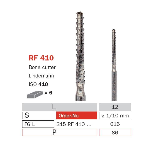 Surgical Carbide Bur, FG 016, Long, Aggressive Bone Cutter ISO #410 - DIASWISS - FG315410016