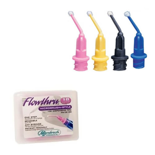 Flowthru Dispensing Tip, Microbrush Style, 25 Gauge, Blue - Microbrush - FM25-100