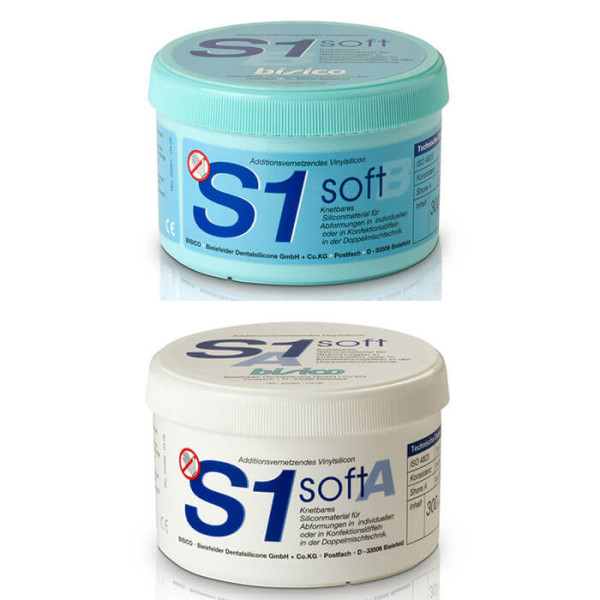 S1 Soft Putty A Silicon for Crowns and Bridges 300ml PK/2 - Bisico - 1060