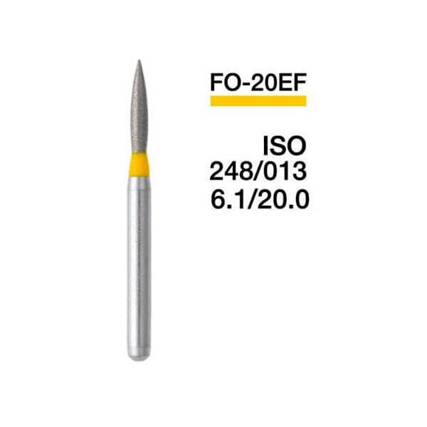 Diamond Burs, Flame FO-20EF Super Fine, 248/012, PK/5 - Luster Dent -